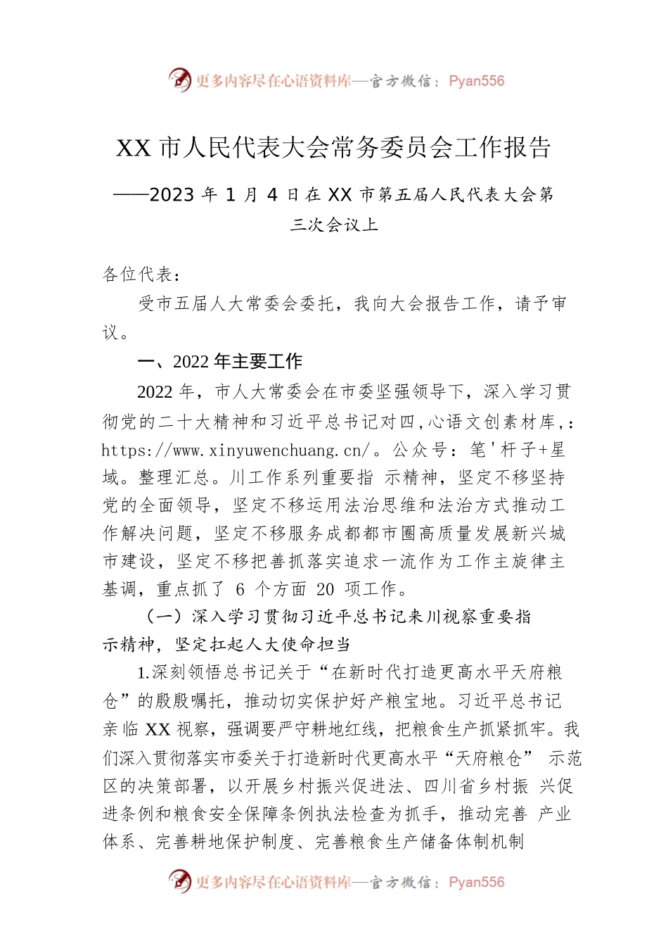 2023年XX市人民代表大会常务委员会工作报告（20230104）.docx_第1页