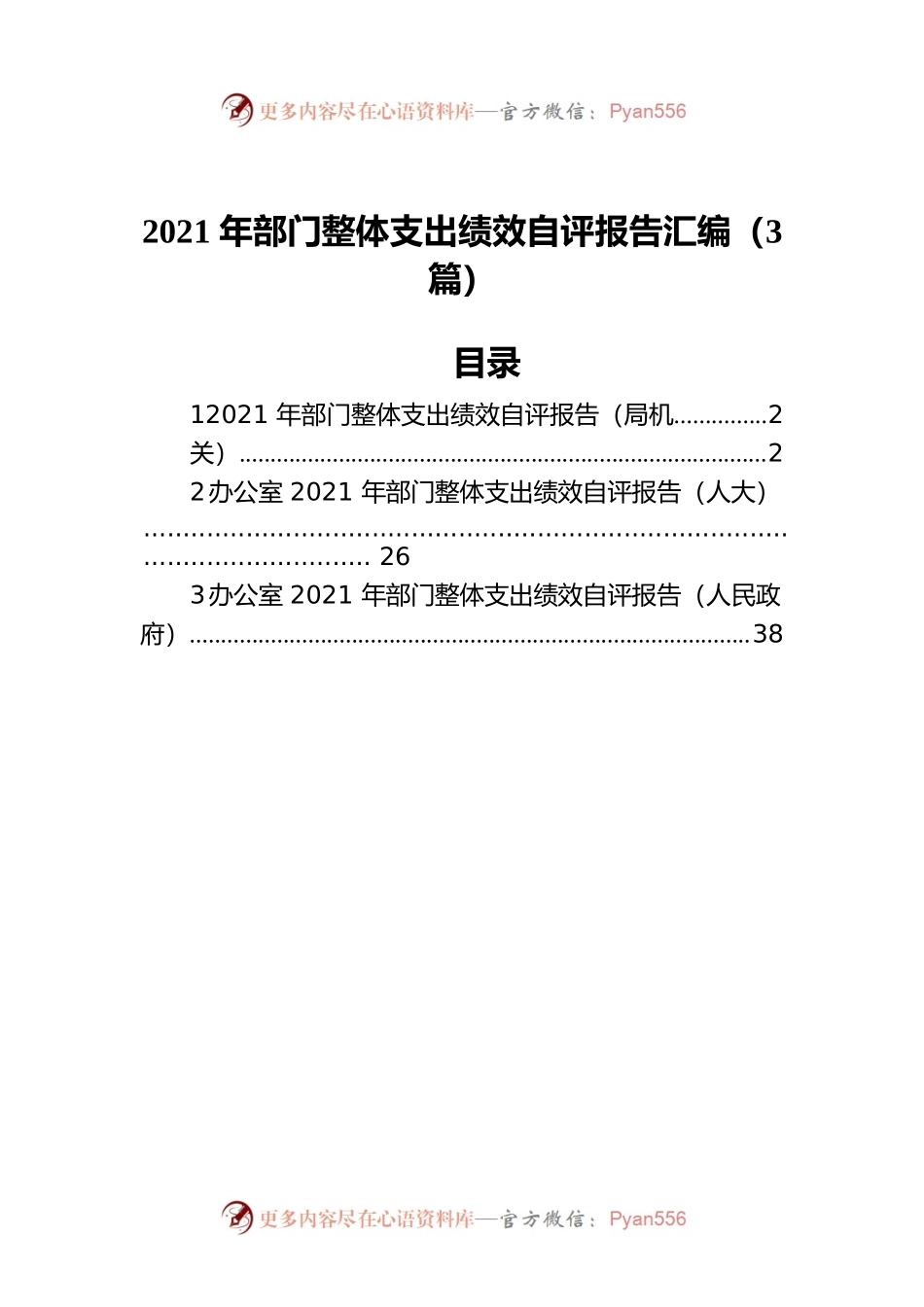 2021年部门整体支出绩效自评报告汇编（3篇）.docx_第1页