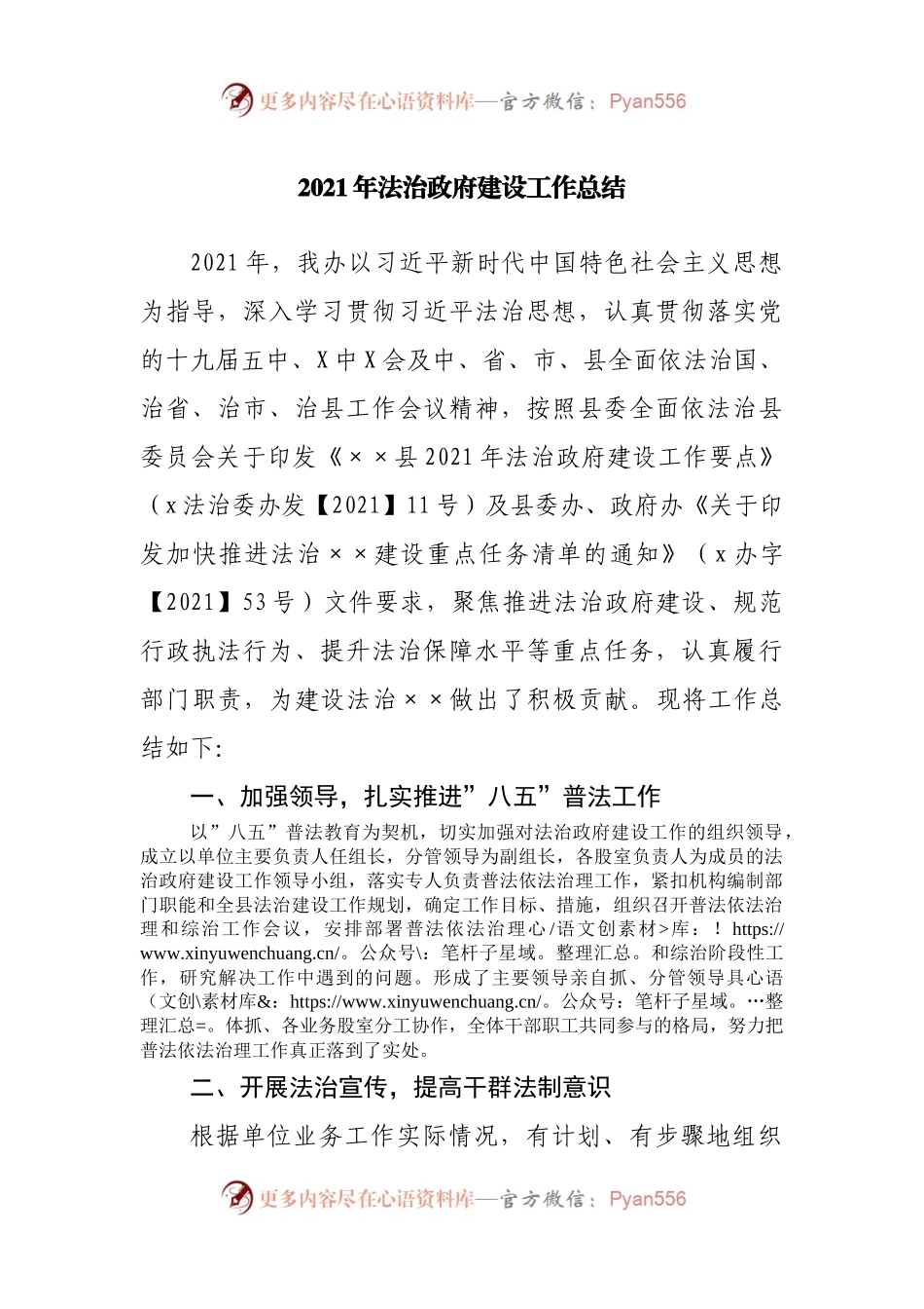 2021年法治政府建设工作总结.docx_第1页