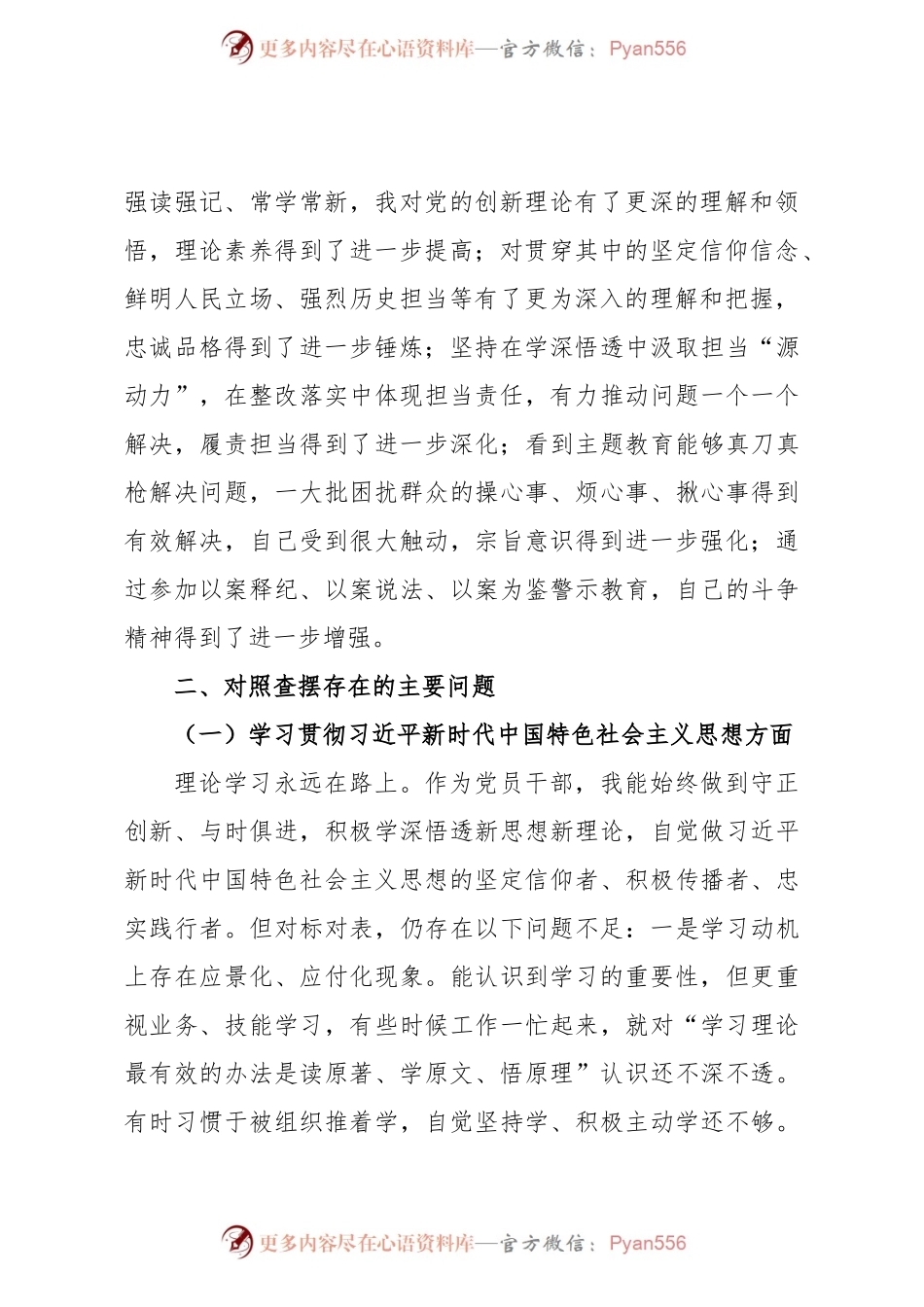 (新版)学习贯彻习近平新时代中国特色社会主义思想主题教育专题民主生活会对照检查材料.docx_第2页