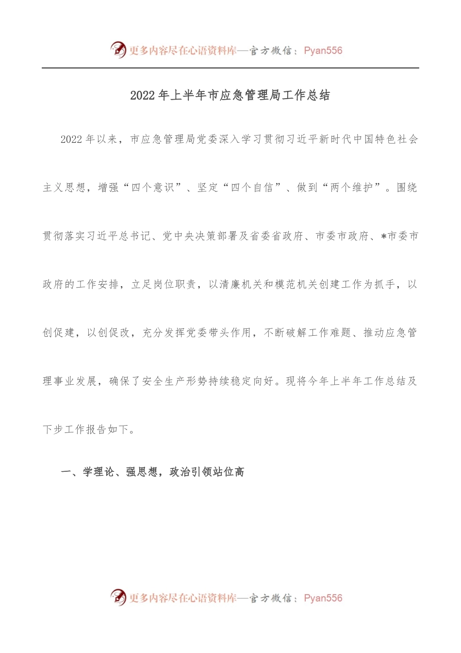 2022年上半年市应急管理局工作总结.docx_第1页