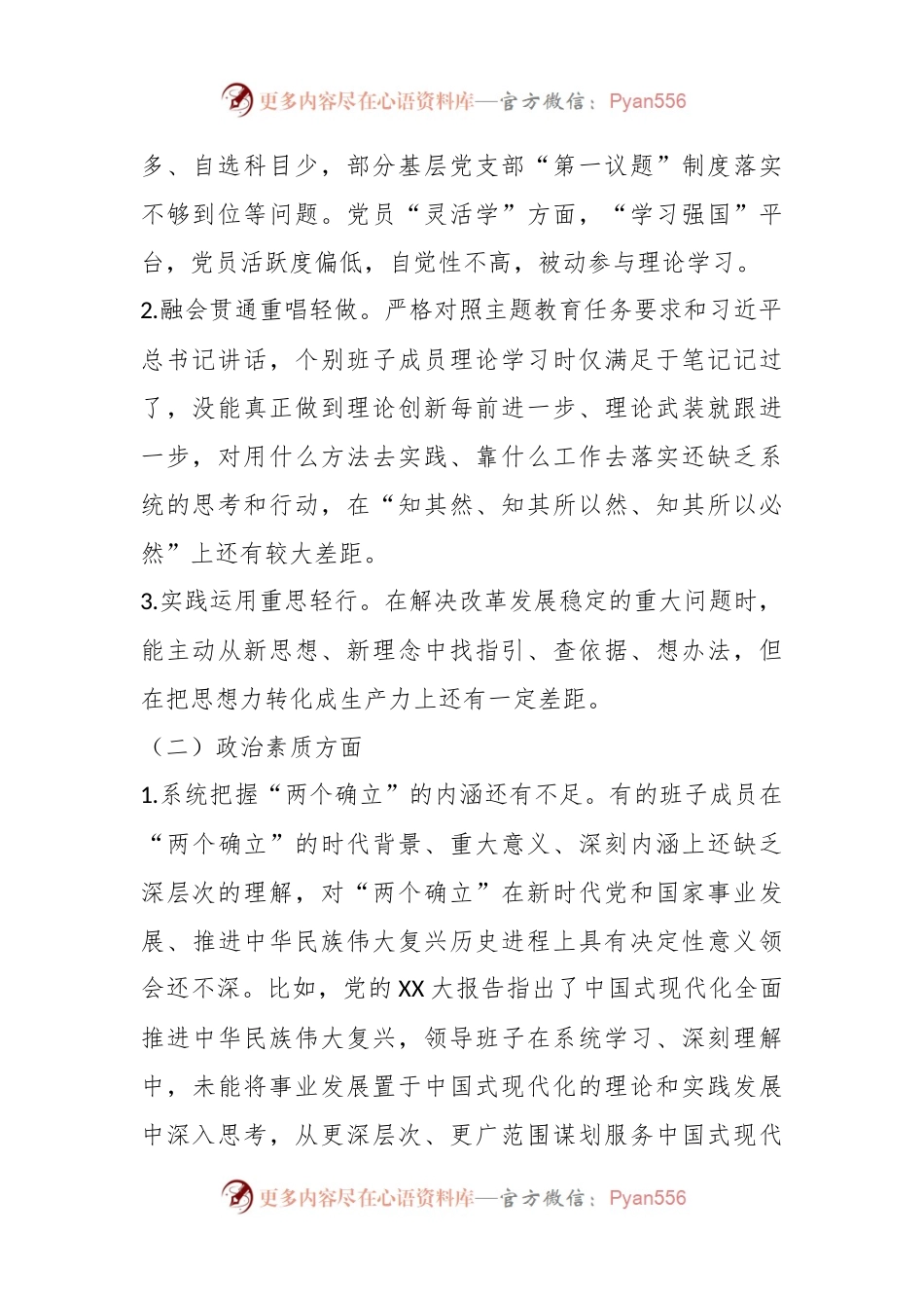 2023年主题教育民主生活会对照检查材料.docx_第2页