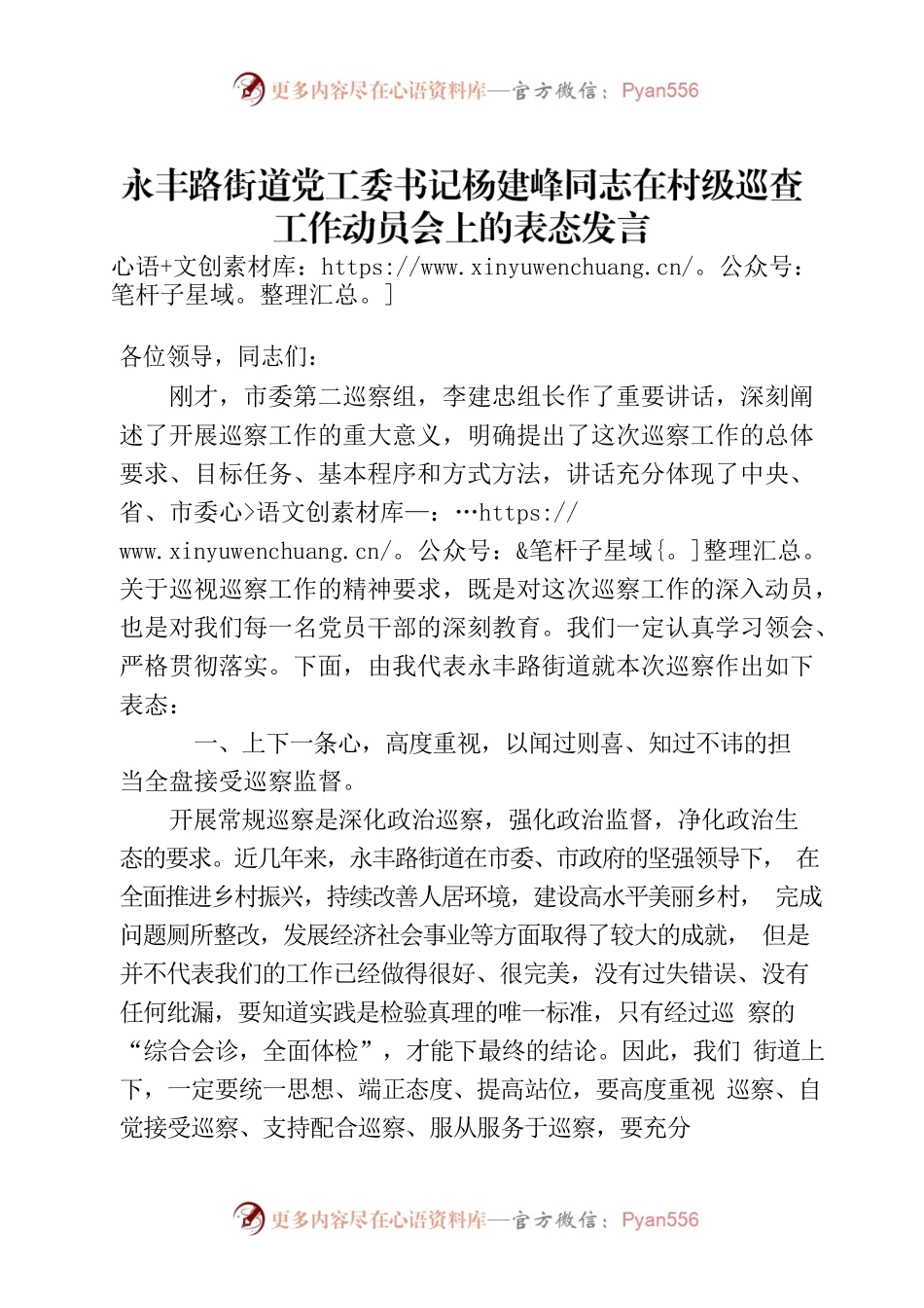 2023.2巡察动员会书记表态发言稿.docx_第1页