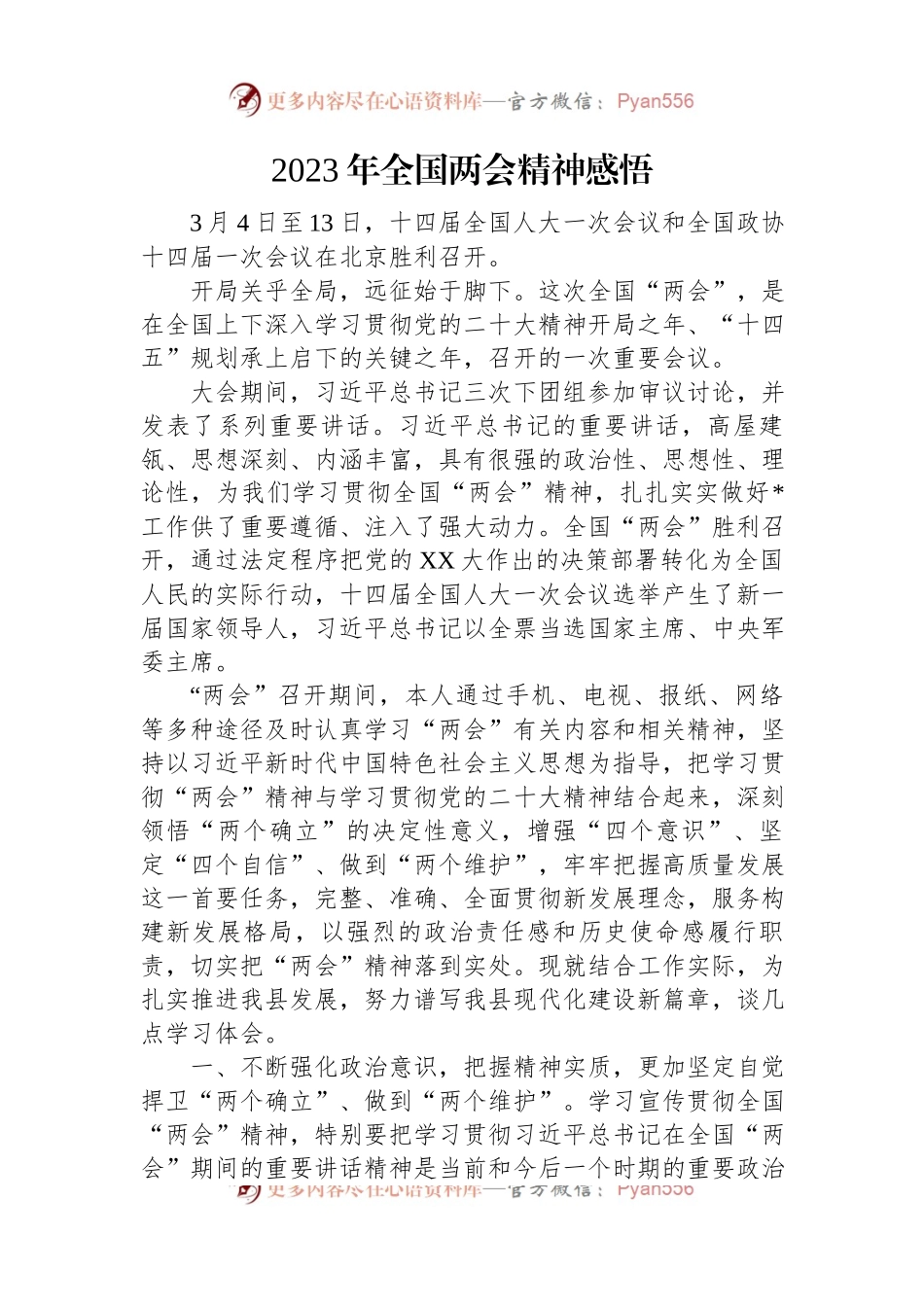 2023年全国两会精神感悟.docx_第1页