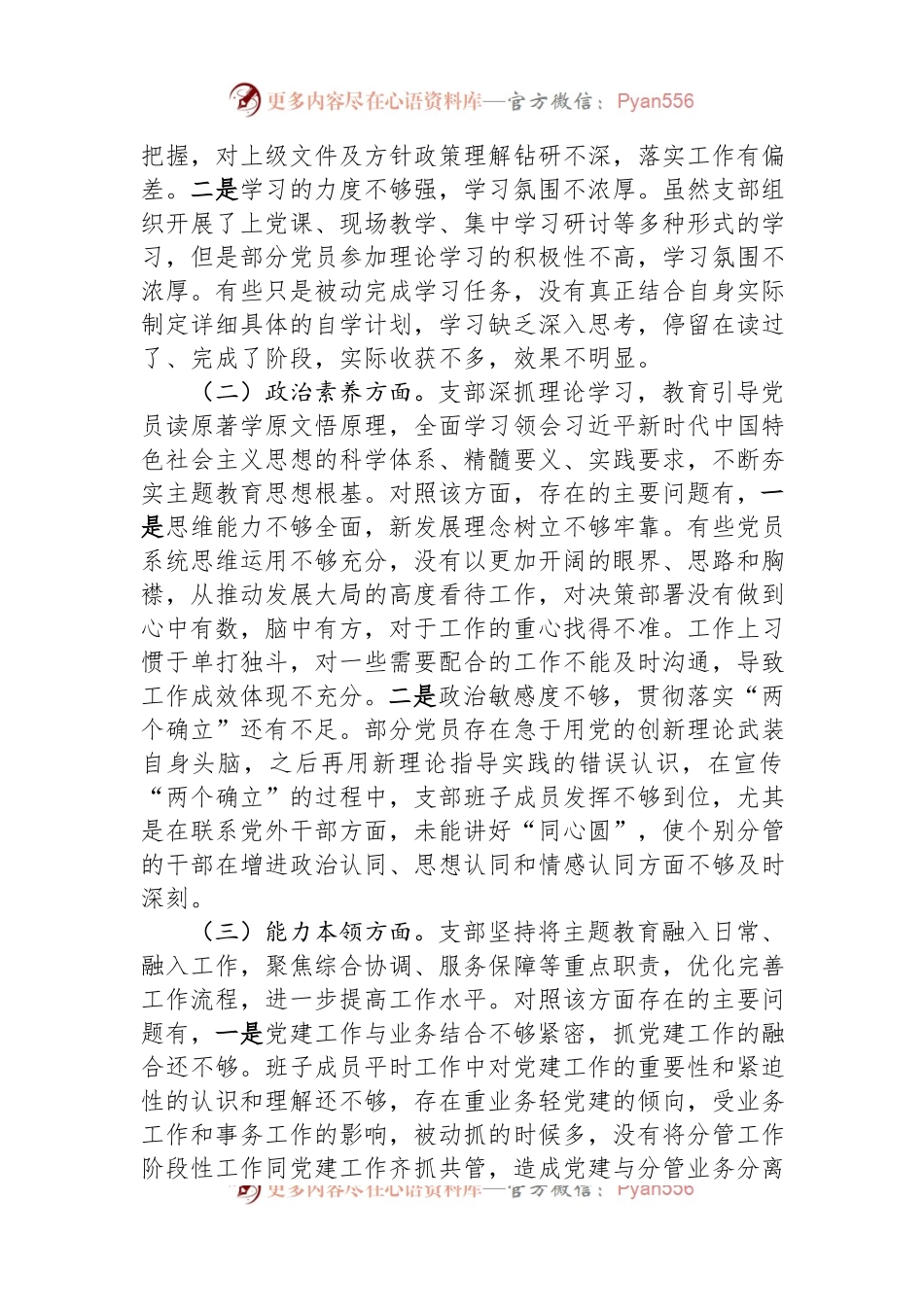 2023年主题教育专题组织生活会支部班子对照检查材料.docx_第2页
