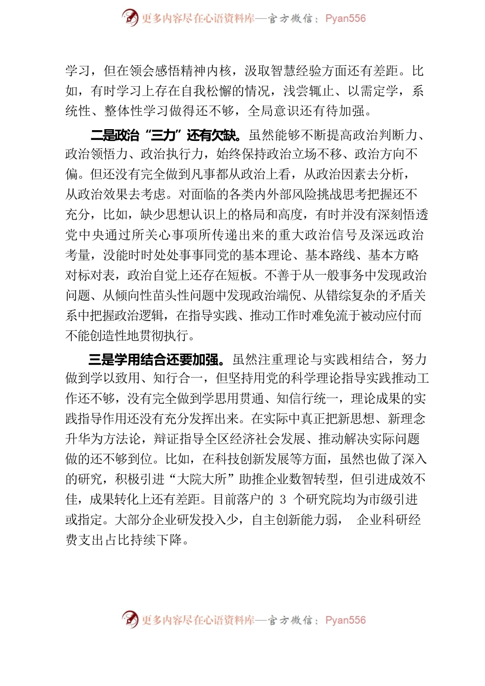 2022年民主生活会发言提纲.docx_第2页