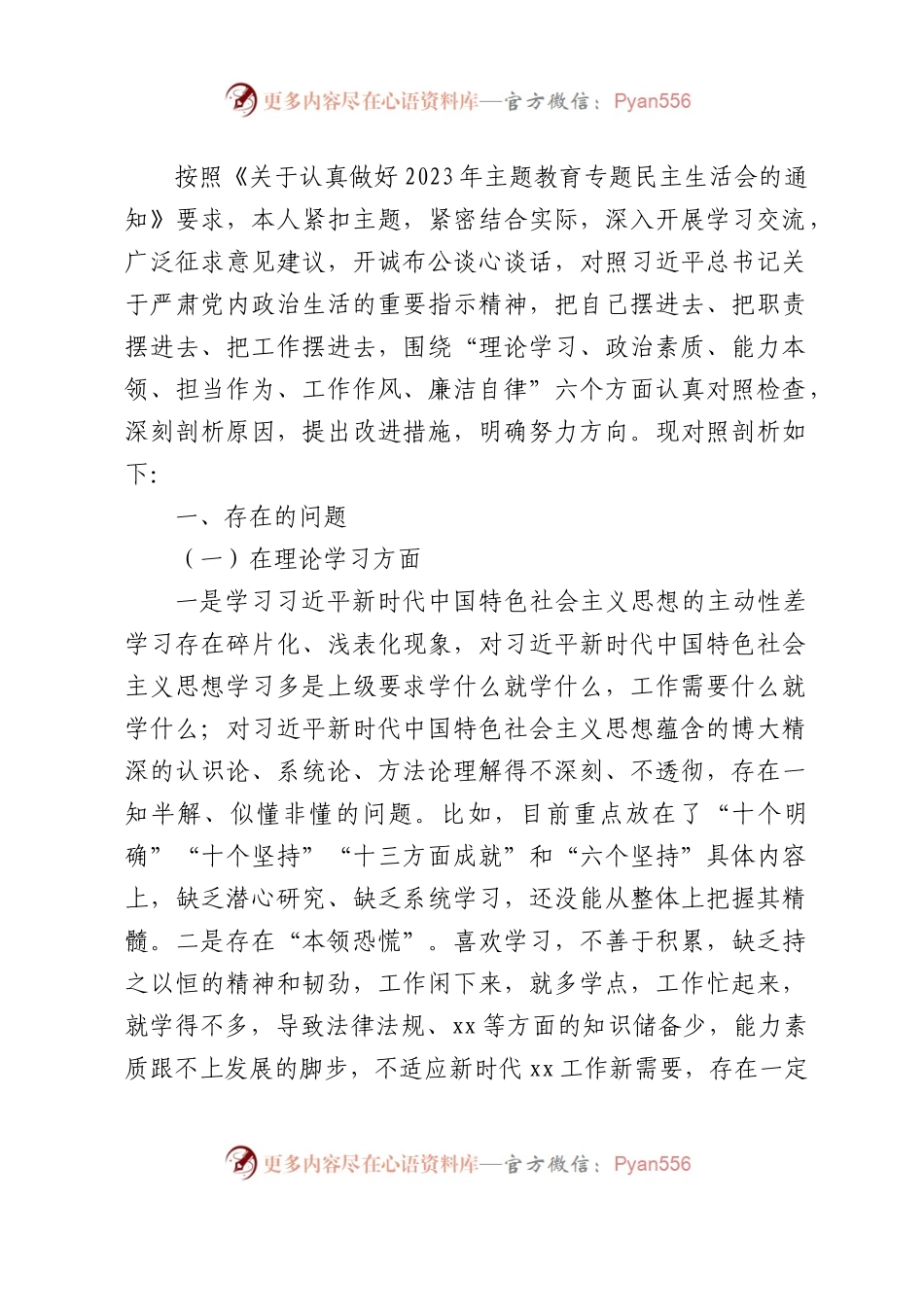 2023年主题教育专题民主生活会对照检查5200字.docx_第1页