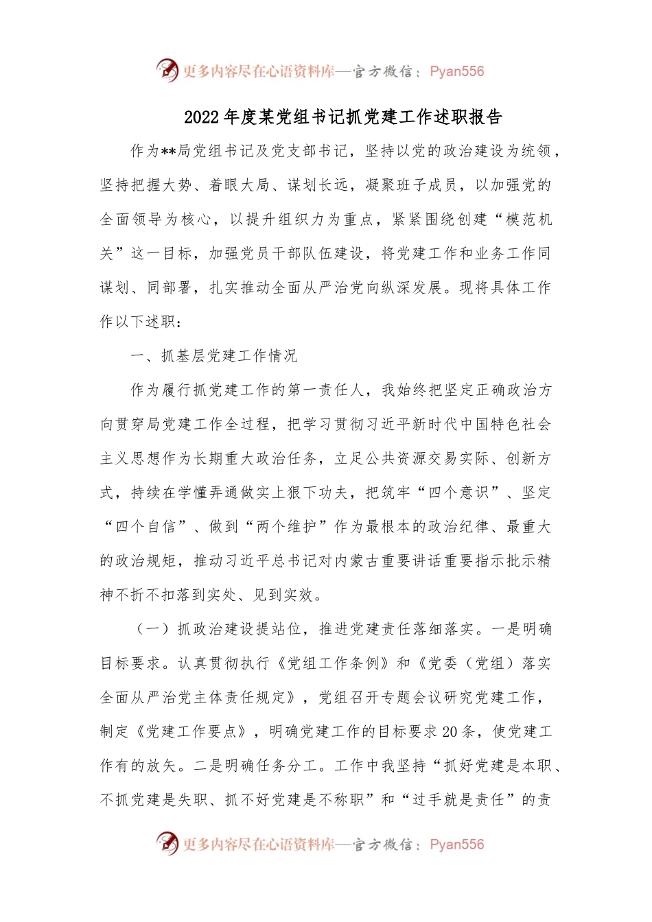 2022年度某党组书记抓党建工作述职报告.docx_第1页