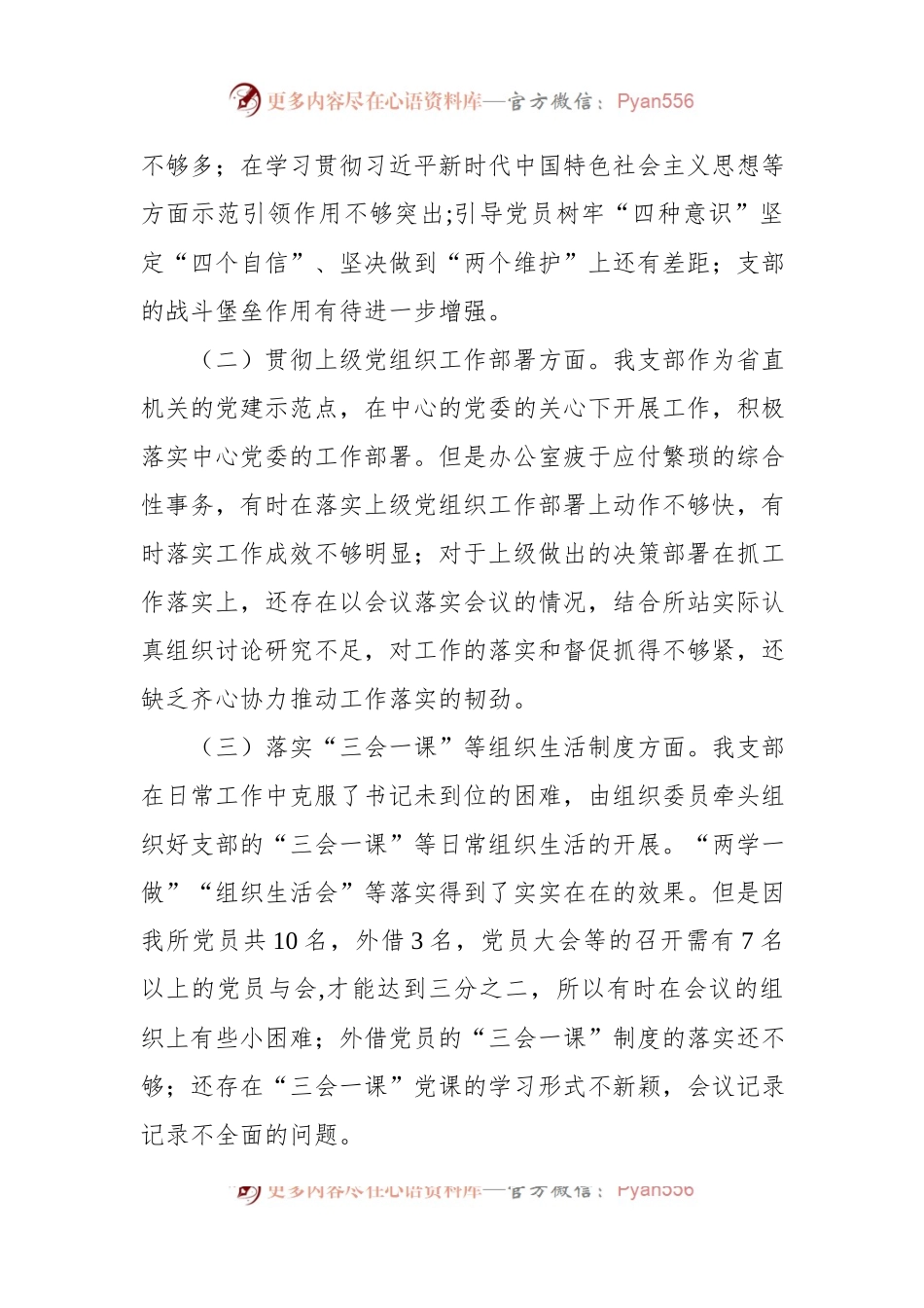 2022年度组织生活会XX所党支部班子对照检查材料.docx_第2页