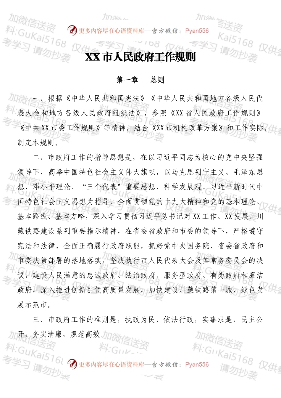 202202X203：XX市人民政府工作规则.docx_第1页