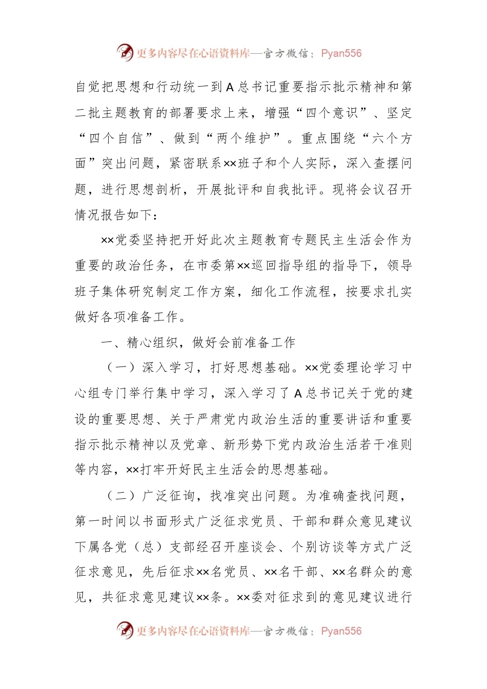 2023年主题教育专题民主生活会召开情况报告.docx_第2页