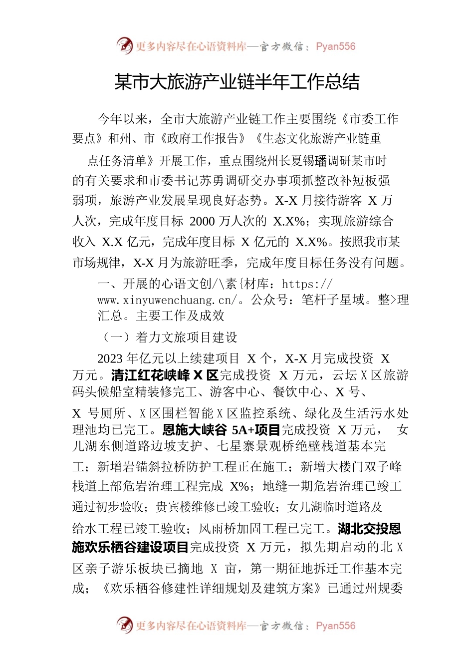 20230625恩施市大旅游产业链半年工作总结.docx_第1页