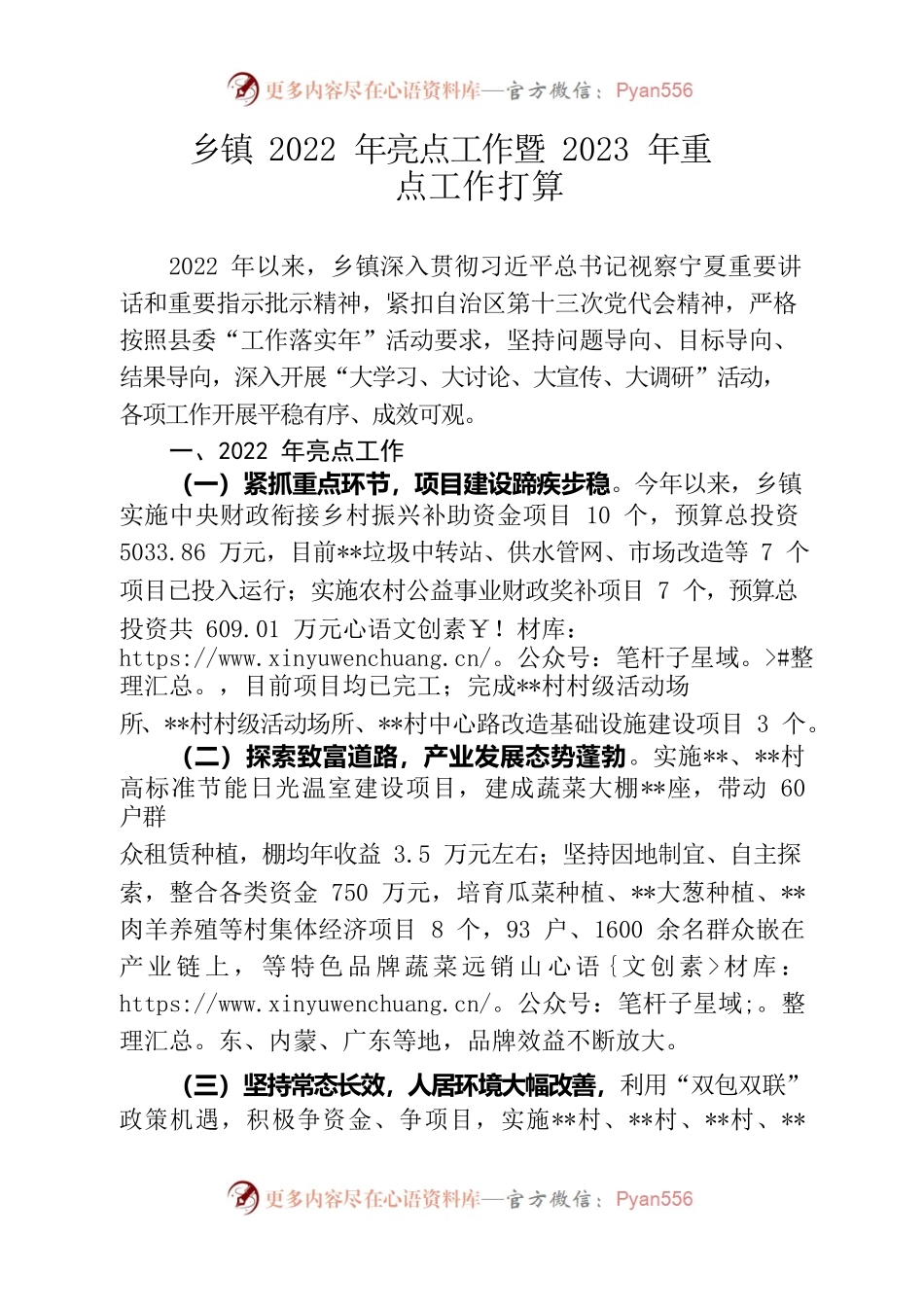 2022年亮点工作暨2023年重点工作打算.docx_第1页