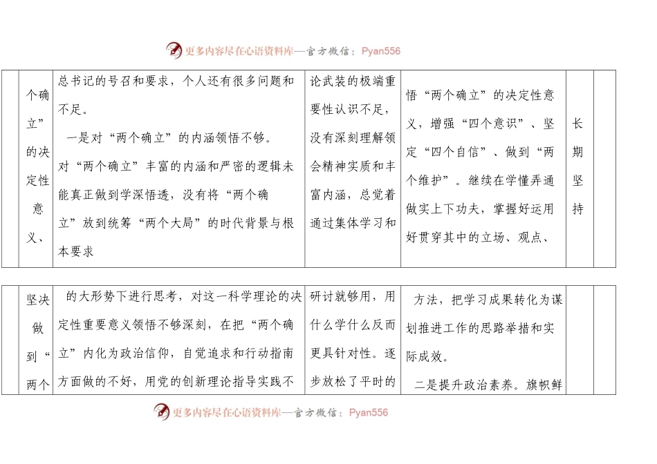 2022 年度组织生活会个人问题整改台账表格.docx_第2页
