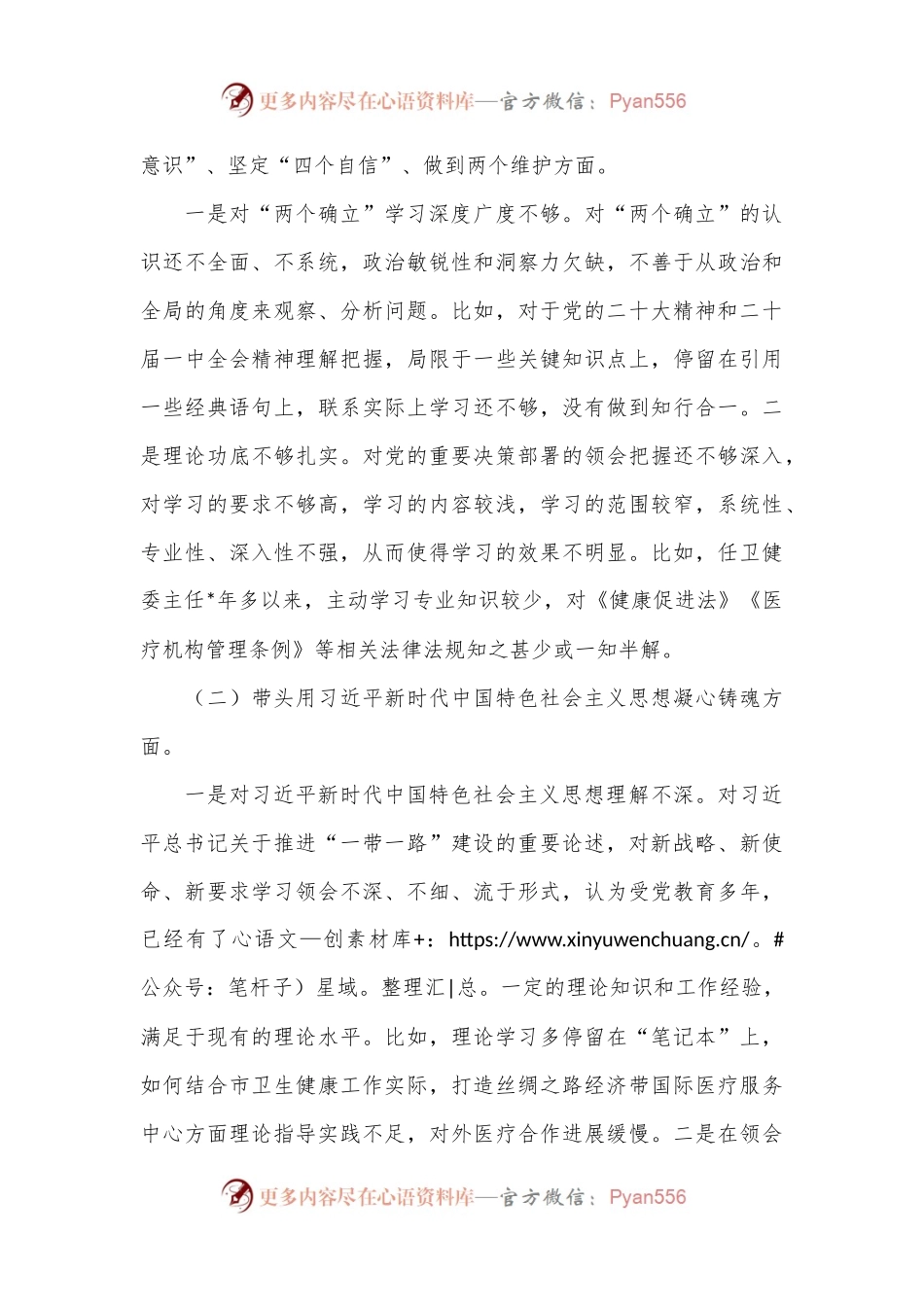 2022年度卫健委主任民主生活会六个方面对照检查材料.docx_第2页