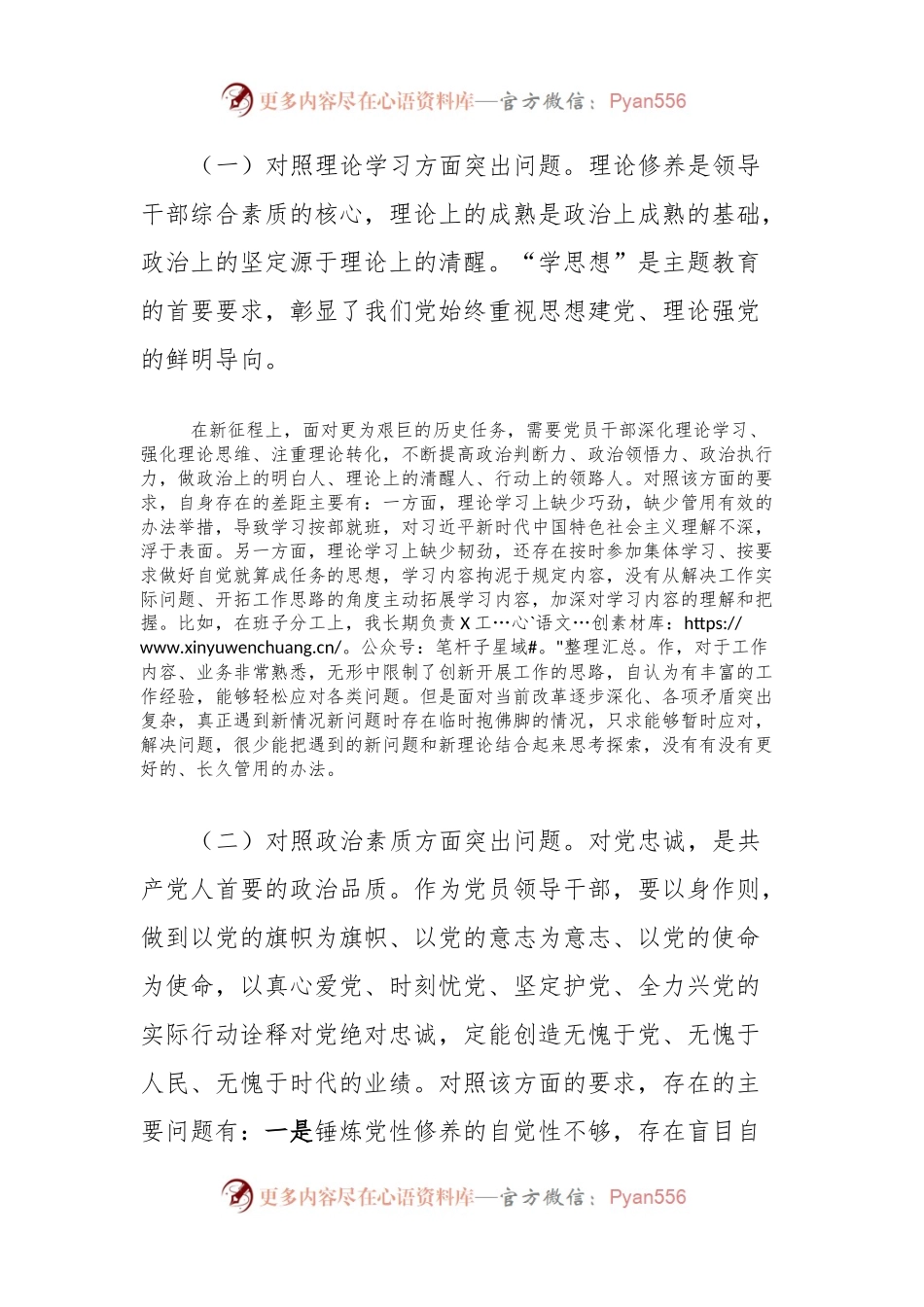 2023年主题教育专题民主生活会对照检查剖析材料.docx_第2页