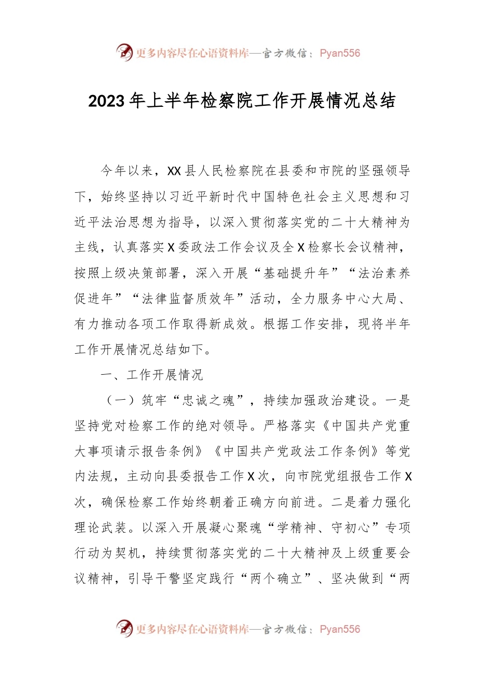 2023年上半年检察院工作开展情况总结.docx_第1页
