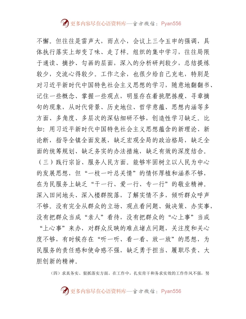 2023年主题教育专题民主生活会个人对照检查  乡镇书记（践行宗旨等6个方面+案例剖析+上年度整改+个人事项）.docx_第2页