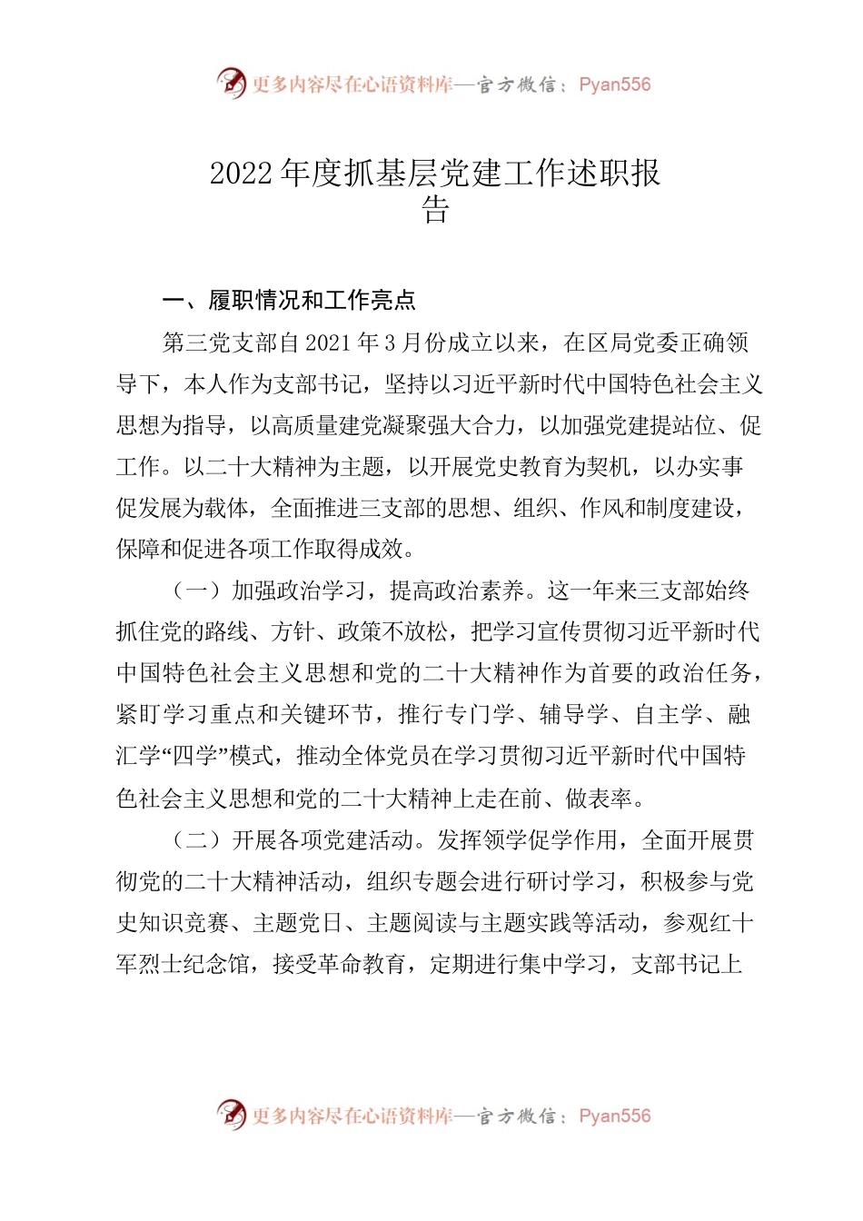 2022年度支部书记述职报告（三支部）.docx_第1页