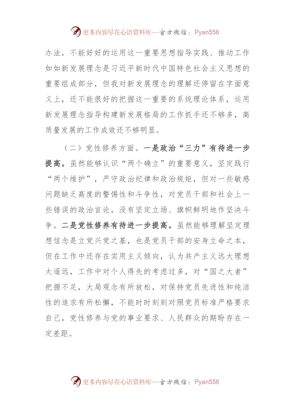 2023年专题组织生活会对照检查发言稿材料.docx_第2页
