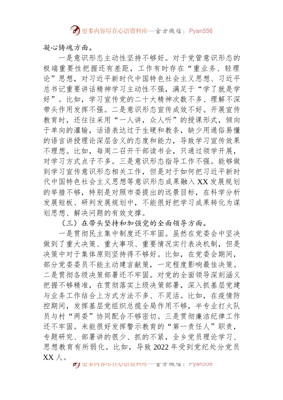 2022年民主生活会个人对照检查材料（乡镇党委书记）.docx_第2页