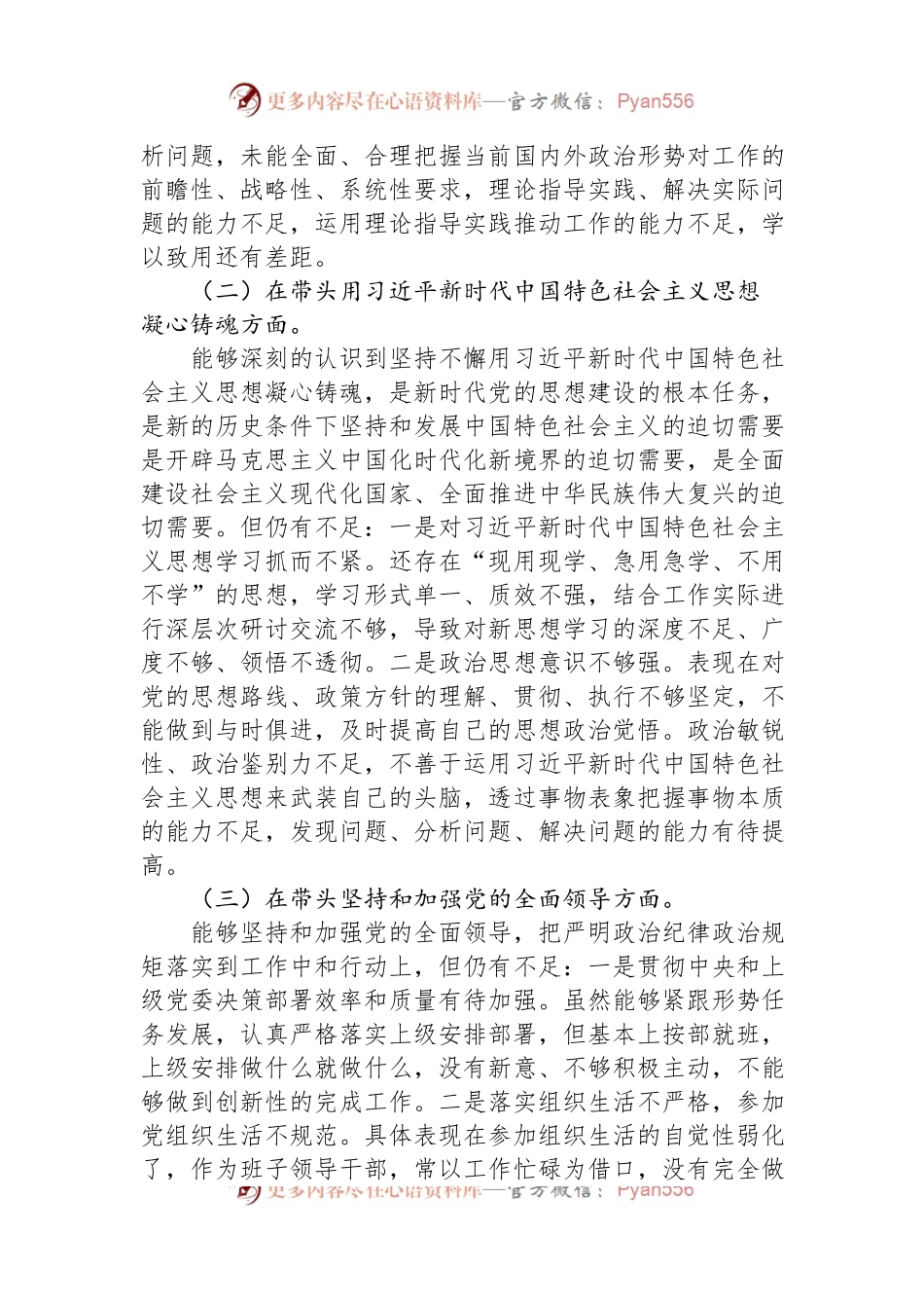 2022年度党员干部民主生活会个人对照检查材料（二）.docx_第2页