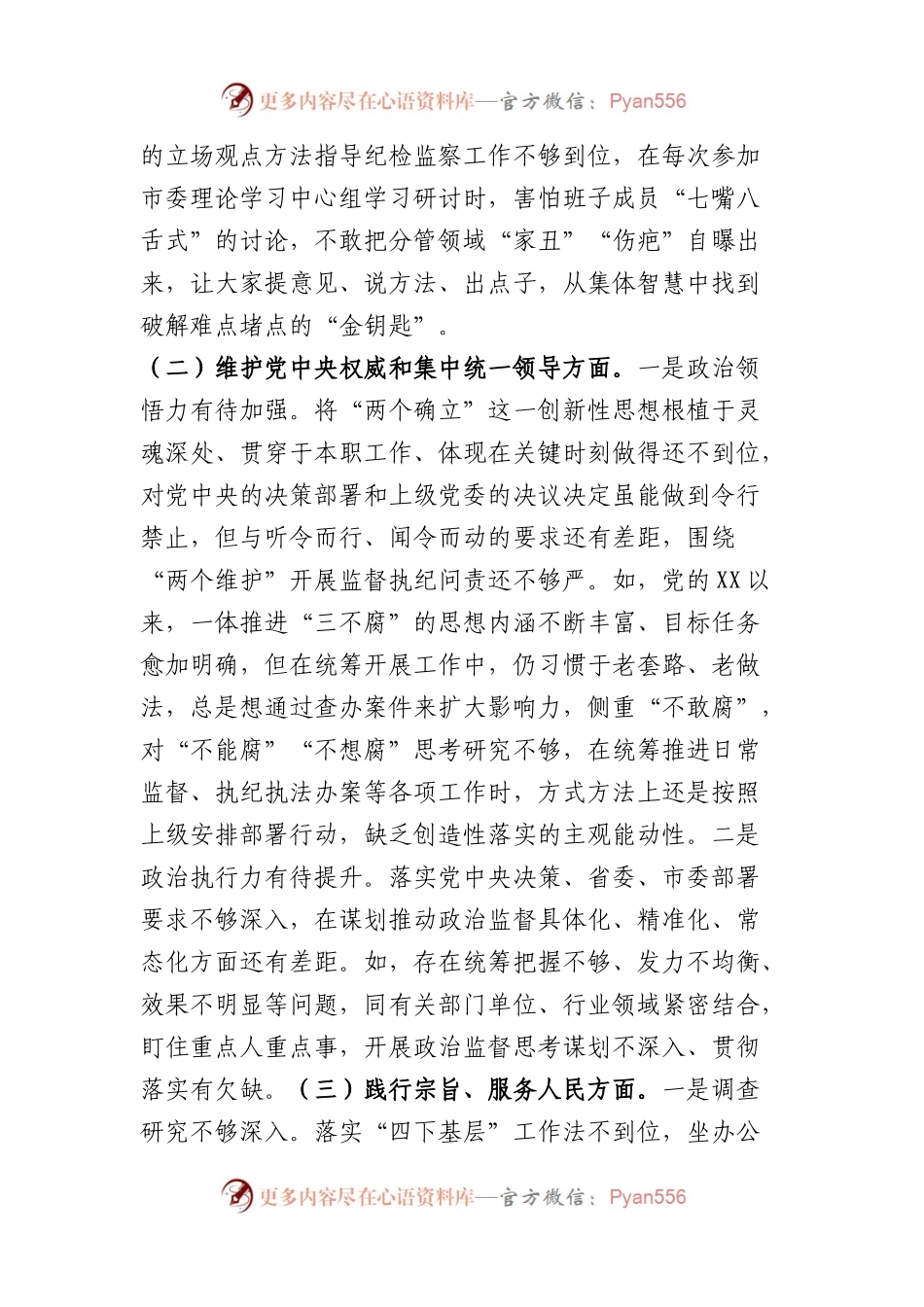 2023年主题教育民主生活会个人对照检查材料 市纪委书记（践行宗旨等6个方面）.docx_第2页