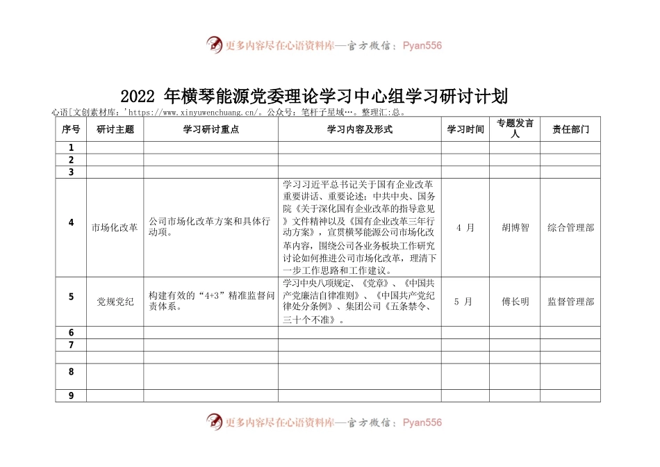 2022年xx能源党委理论学习中心组学习研讨计划.docx_第1页