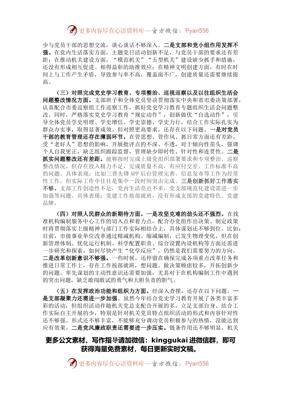 2021年度组织生活会党支部对照检查材料.docx_第2页