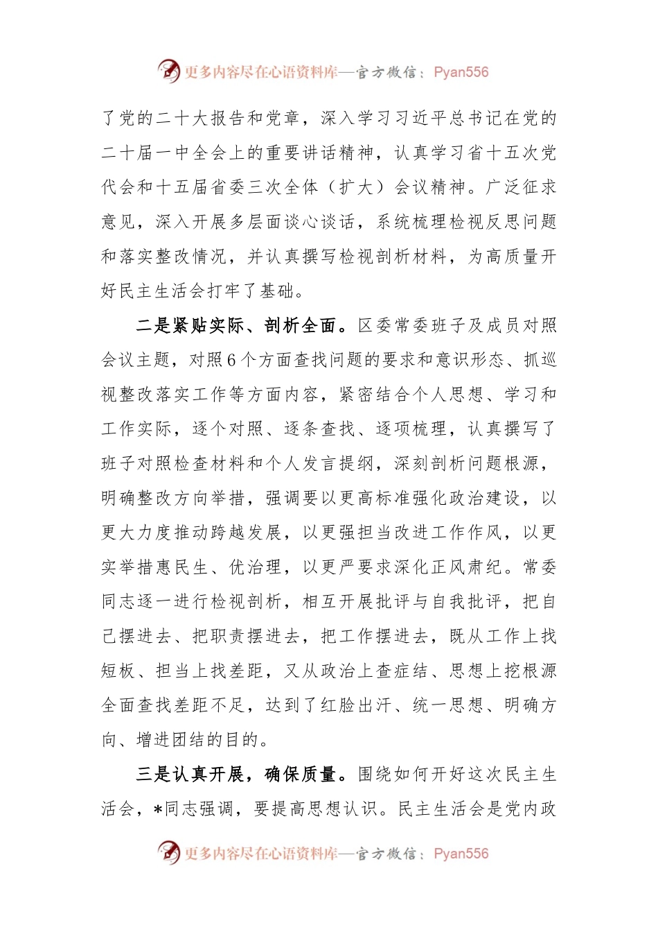 (4篇)常委常委会班子民主生活会情况报告对照检查发言材料汇编.docx_第2页