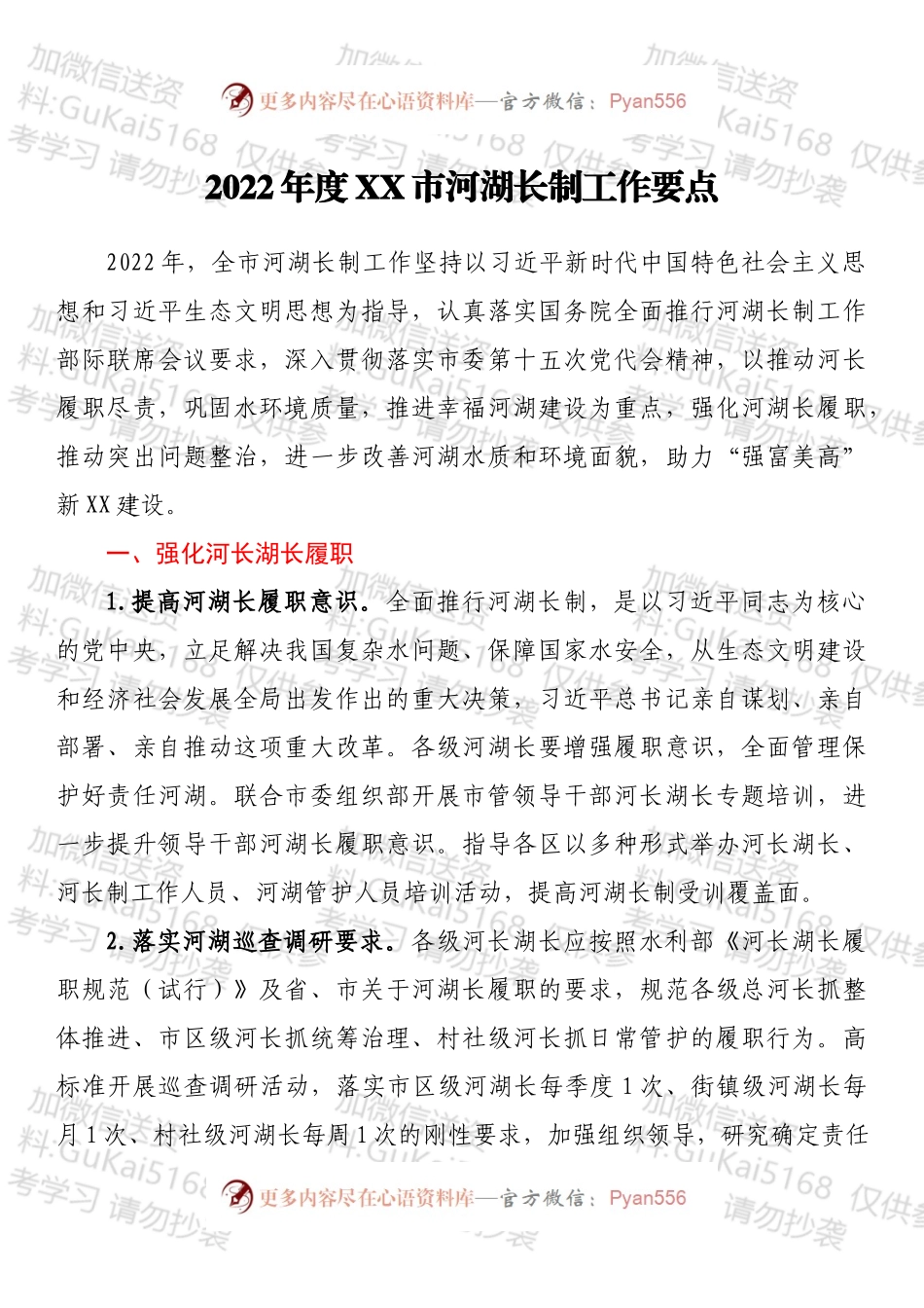 2022年度XX市河湖长制工作要点.docx_第1页