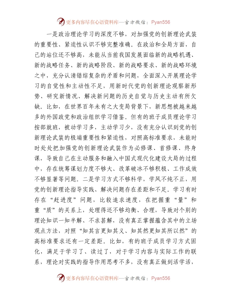 2023年主题教育专题民主生活会对照检查剖析材料（班子）.docx_第2页