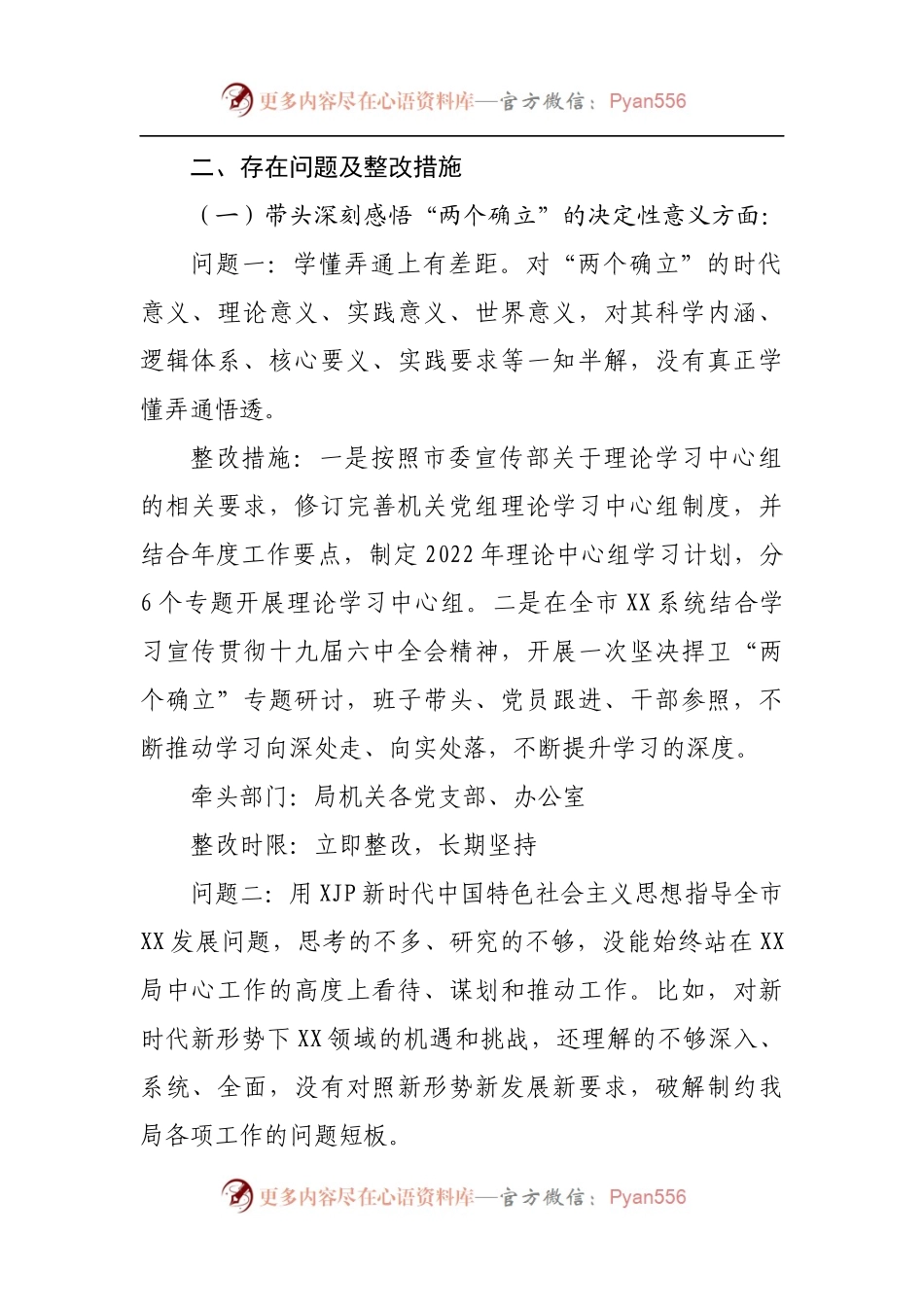 152整改方案2021年专题民主生活会整改方案.docx_第2页