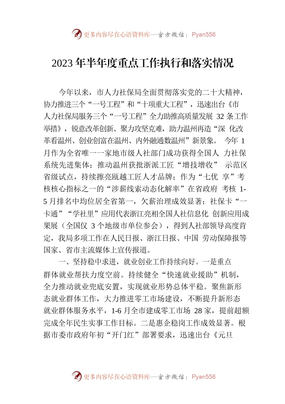 2023年半年度重点工作执行和落实情况(20230706).docx_第1页