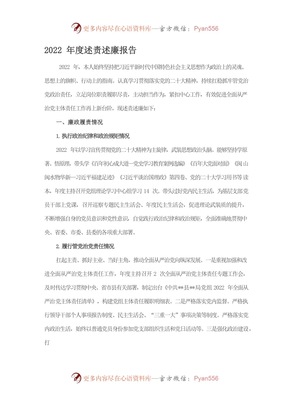 2022年度述责述廉报告.docx_第1页