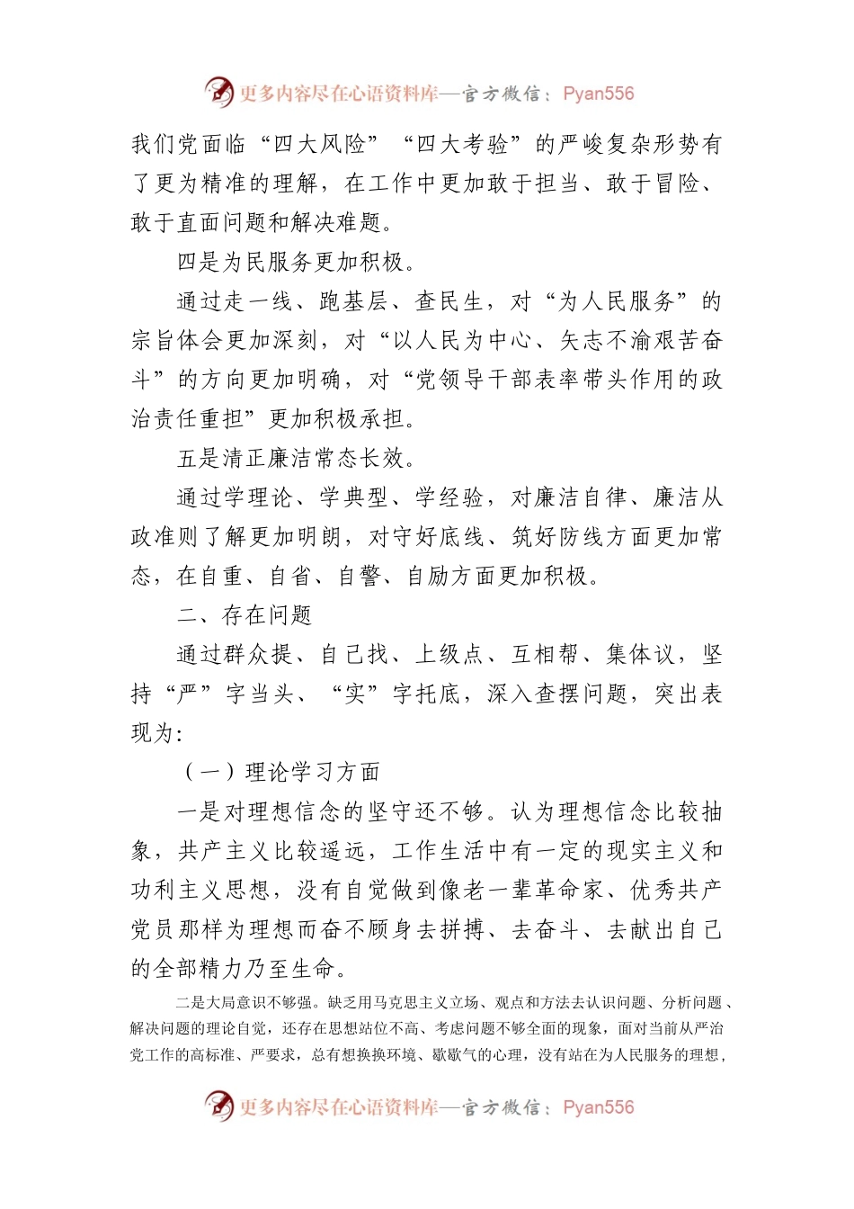 2023年主题教育专题民主生活会对照检查发言材料（1）.docx_第2页