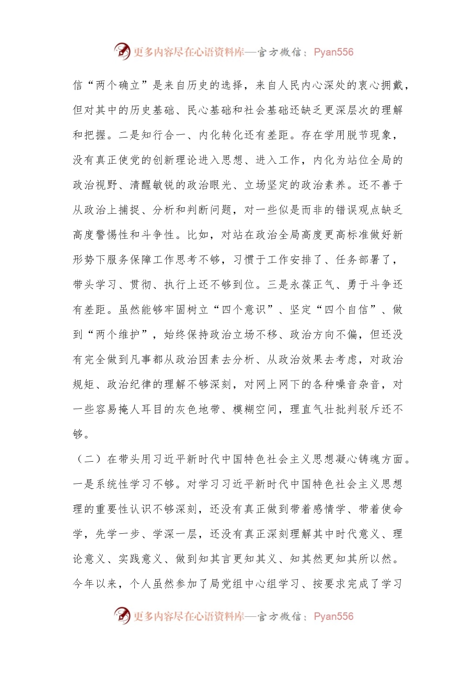 2022年度民主生活会局长个人对照检查发言材料.docx_第2页