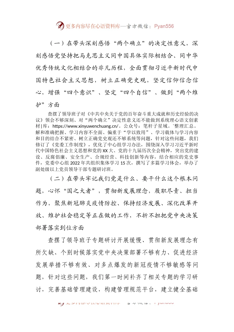 2022年度民主生活会上年度民主生活会查摆问题整改情况报告.docx_第2页