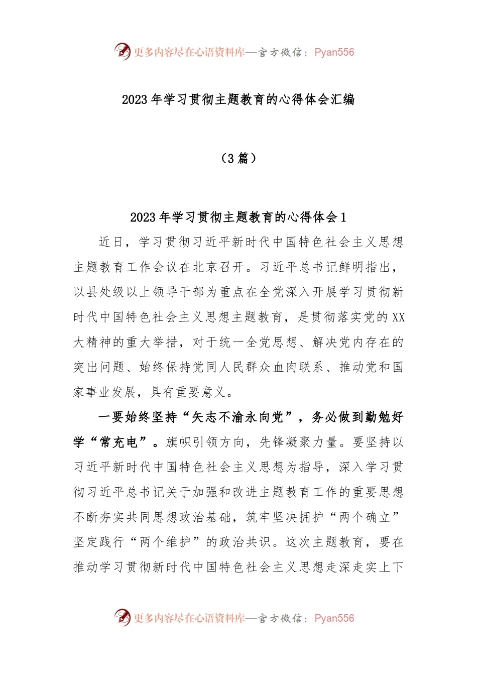 (3篇)2023年学习贯彻主题教育的心得体会汇编.docx_第1页