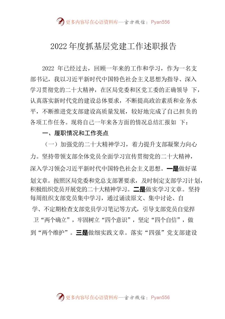 2022年度支部书记述职报告（五支部）.docx_第1页
