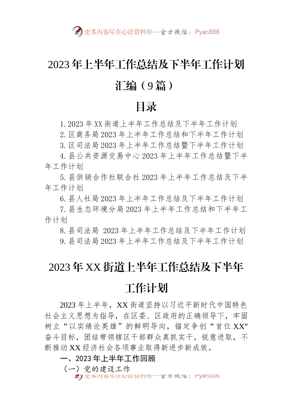 2023年上半年工作总结及下半年工作计划汇编（9篇）（二）.docx_第1页