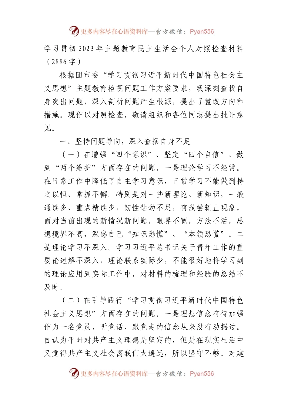 2023年主题教育民主生活会个人对照检查材料.docx_第1页