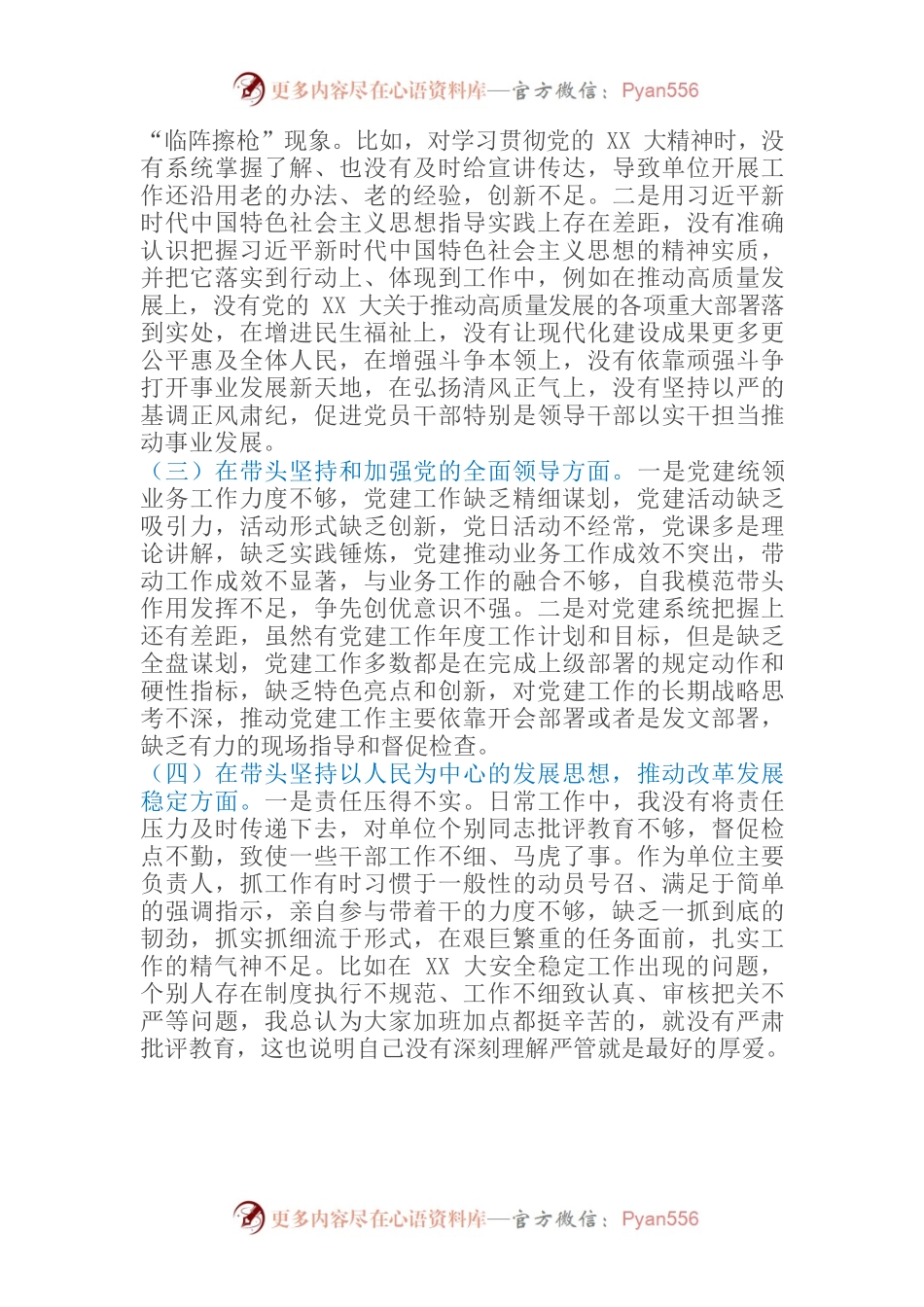 2022年分管领导民主生活会对照检查材料（六个带头）.docx_第2页