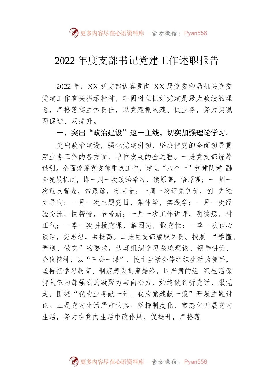 2022年度支部书记党建工作述职报告.docx_第1页