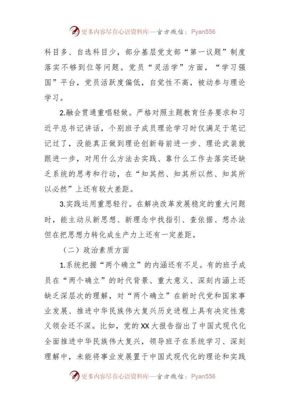 2023年主题教育民主生活会对照检查材料（2）.docx_第2页