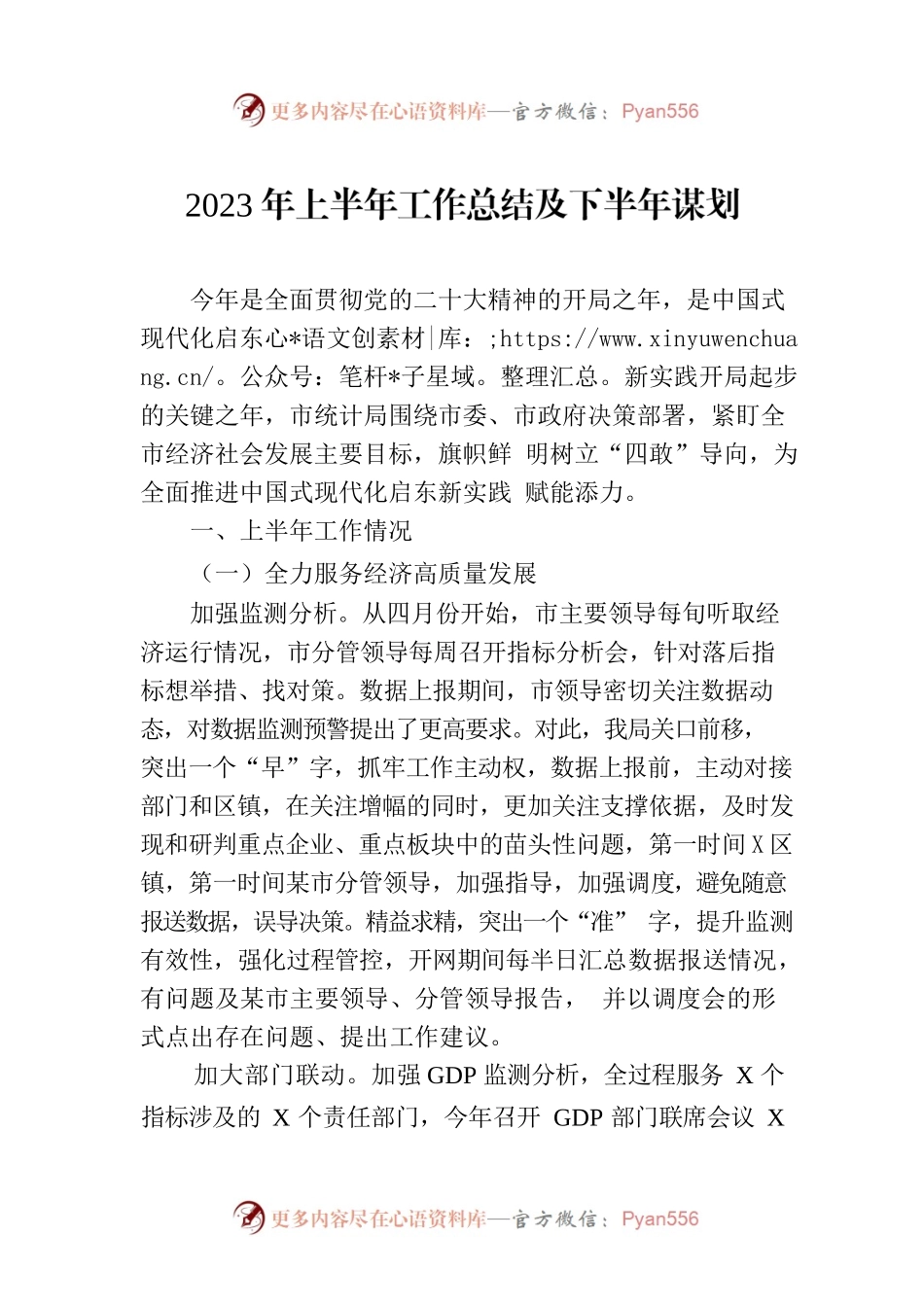 2023年上半年工作总结及下半年谋划（20230630）.docx_第1页
