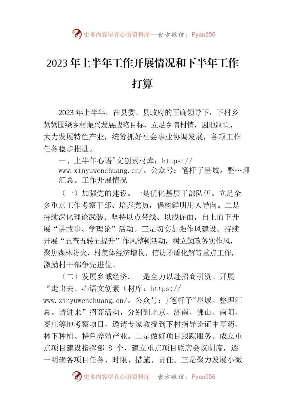 2023年上半年工作开展情况和下半年工作打算(20230710).docx_第1页