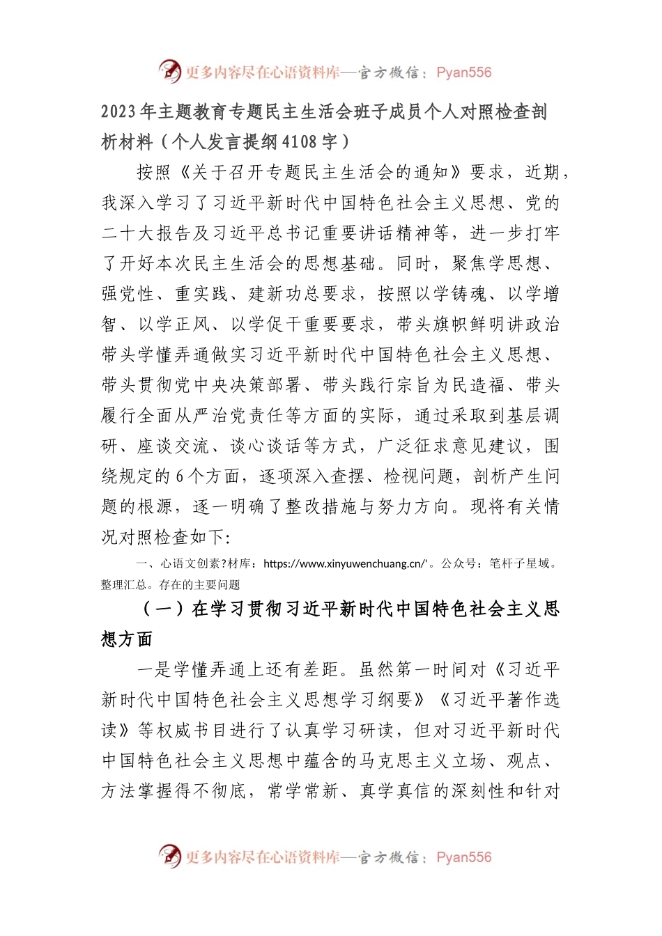 2023年主题教育民主生活会个人对照检查材料（践行宗旨等6个方面） (3)（二）.docx_第1页