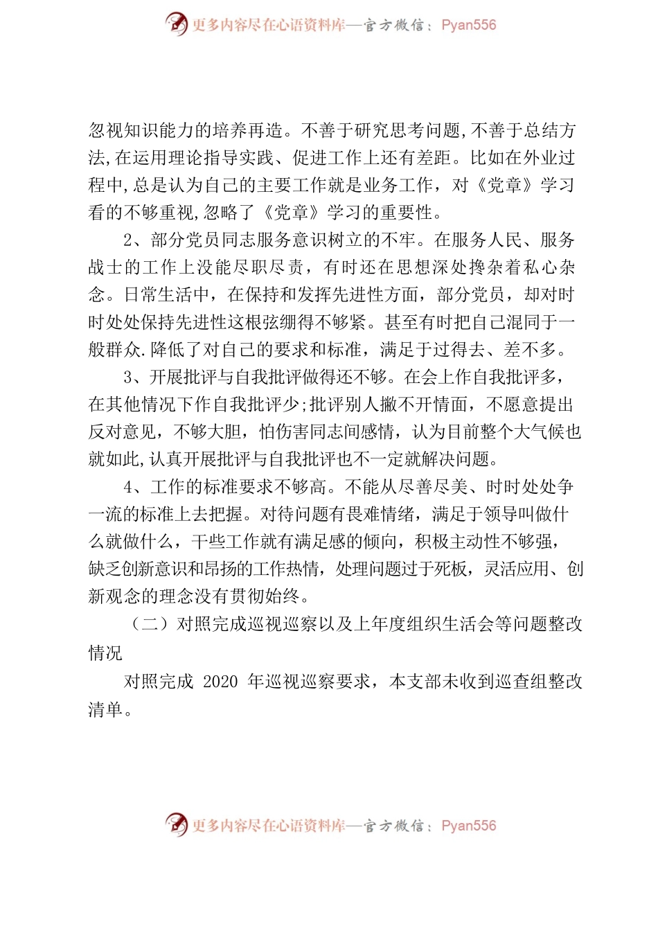 2022年度基层党组织组织生活会一支部班子对照检查材料.docx_第2页