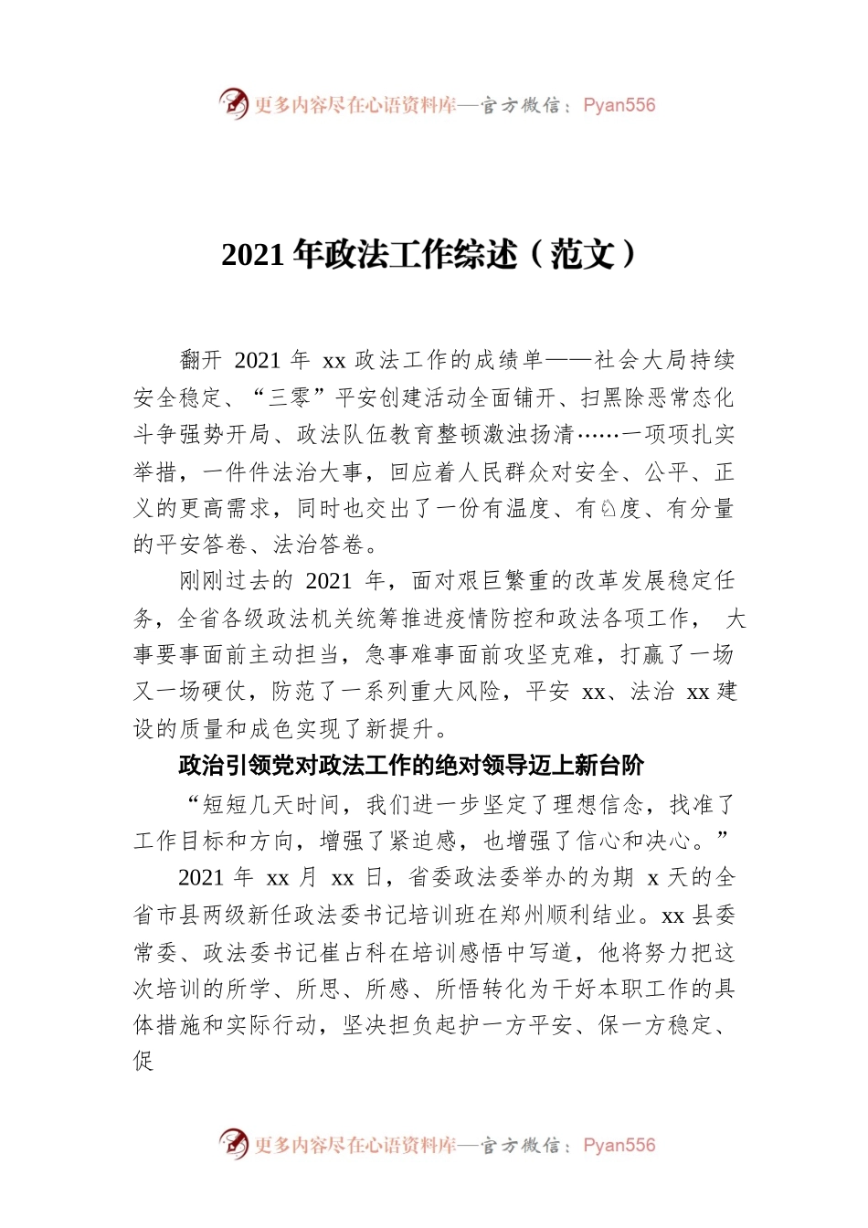 2021年政法工作综述（范文）.docx_第1页